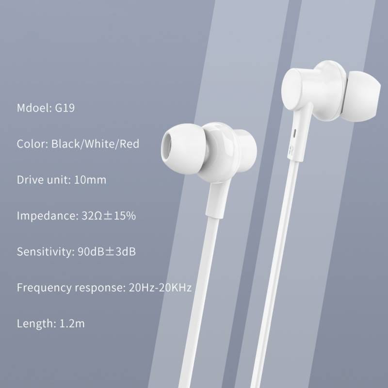 Celebrat earphones με μικρόφωνο G19, 3.5mm σύνδεση, Φ10mm, 1.2m, μαύρα – φωτογραφία 4