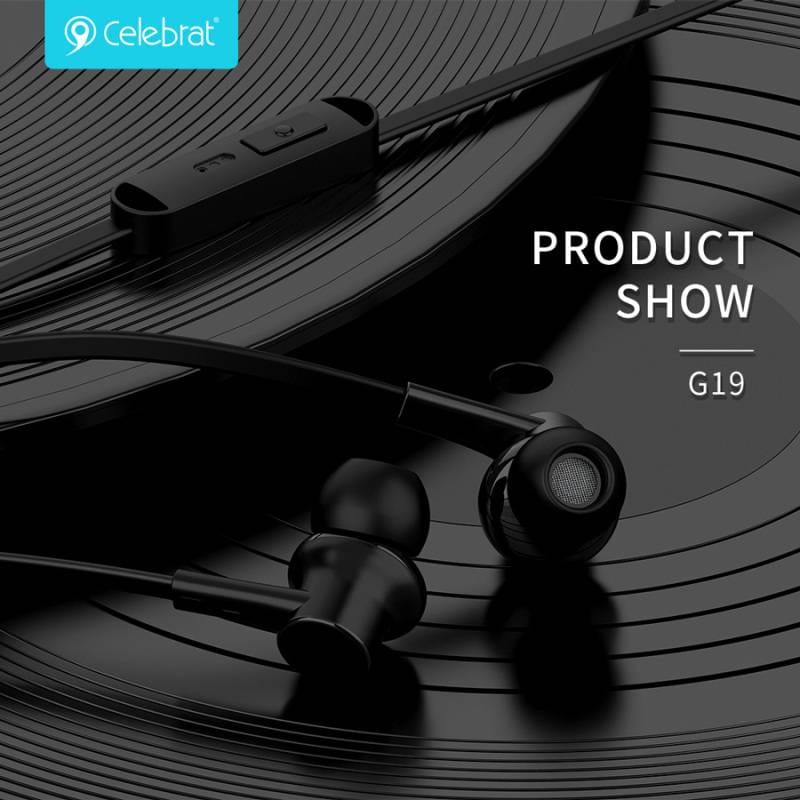 Celebrat earphones με μικρόφωνο G19, 3.5mm σύνδεση, Φ10mm, 1.2m, μαύρα – φωτογραφία 5