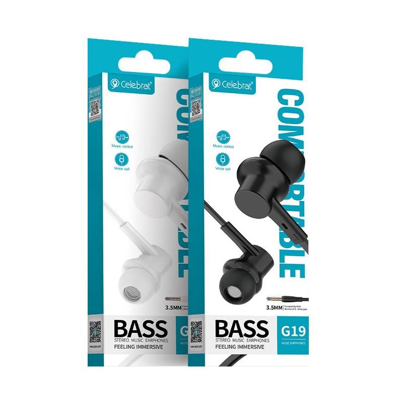 Celebrat earphones με μικρόφωνο G19, 3.5mm σύνδεση, Φ10mm, 1.2m, μαύρα – φωτογραφία 6