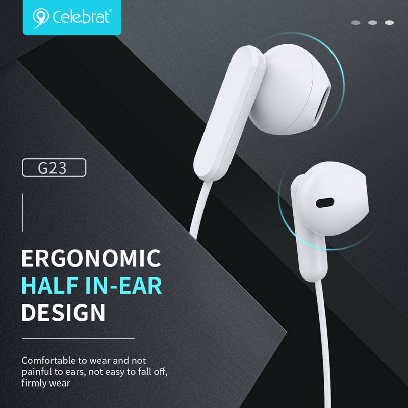 Celebrat earphones με μικρόφωνο G23, 3.5mm σύνδεση, Φ14mm, 1.2m, μαύρα – φωτογραφία 3