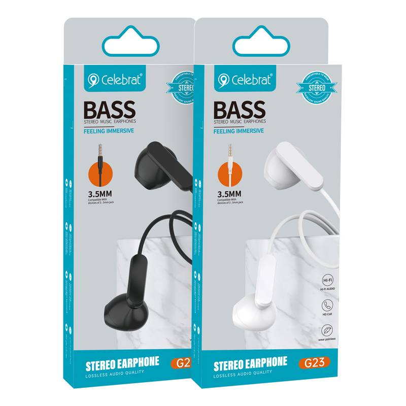 Celebrat earphones με μικρόφωνο G23, 3.5mm σύνδεση, Φ14mm, 1.2m, μαύρα – φωτογραφία 4