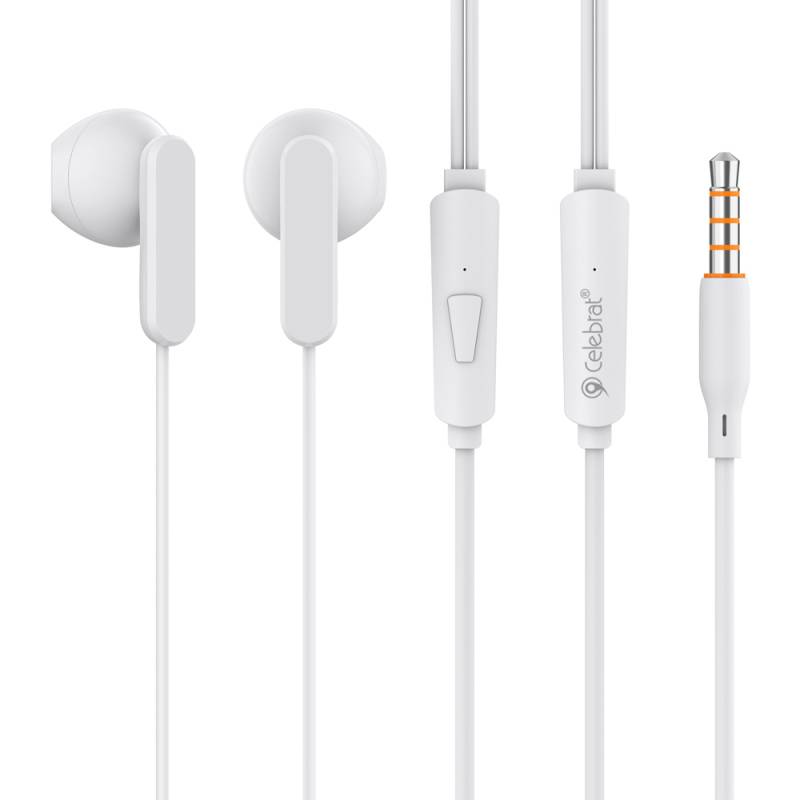 Celebrat earphones με μικρόφωνο G23, 3.5mm σύνδεση, Φ14mm, 1.2m, λευκά