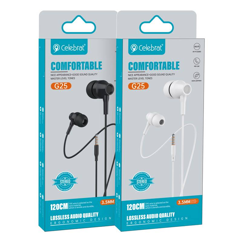 Celebrat earphones με μικρόφωνο G25, 3.5mm σύνδεση, Φ10mm, 1.2m, λευκά – φωτογραφία 4