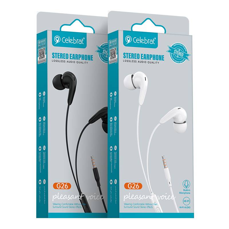 Celebrat earphones με μικρόφωνο G26, 3.5mm σύνδεση, Φ10mm, 1.2m, λευκά – φωτογραφία 4