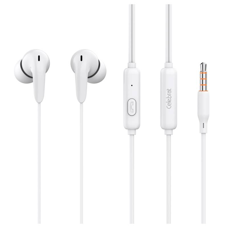 Celebrat earphones με μικρόφωνο G26, 3.5mm σύνδεση, Φ10mm, 1.2m, λευκά Celebrat earphones με μικρόφωνο G26, 3.5mm σύνδεση, Φ10mm, 1.2m, λευκά