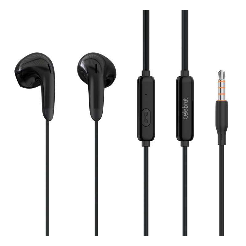 Celebrat earphones με μικρόφωνο G27, 3.5mm σύνδεση, Φ14mm, 1.2m, μαύρα