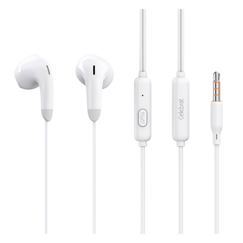 Celebrat earphones με μικρόφωνο G27, 3.5mm σύνδεση, Φ14mm, 1.2m, λευκά Celebrat earphones με μικρόφωνο G27, 3.5mm σύνδεση, Φ14mm, 1.2m, λευκά