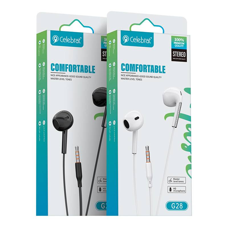 Celebrat earphones με μικρόφωνο G28, 3.5mm σύνδεση, Φ10mm, 1.2m, μαύρα – φωτογραφία 3