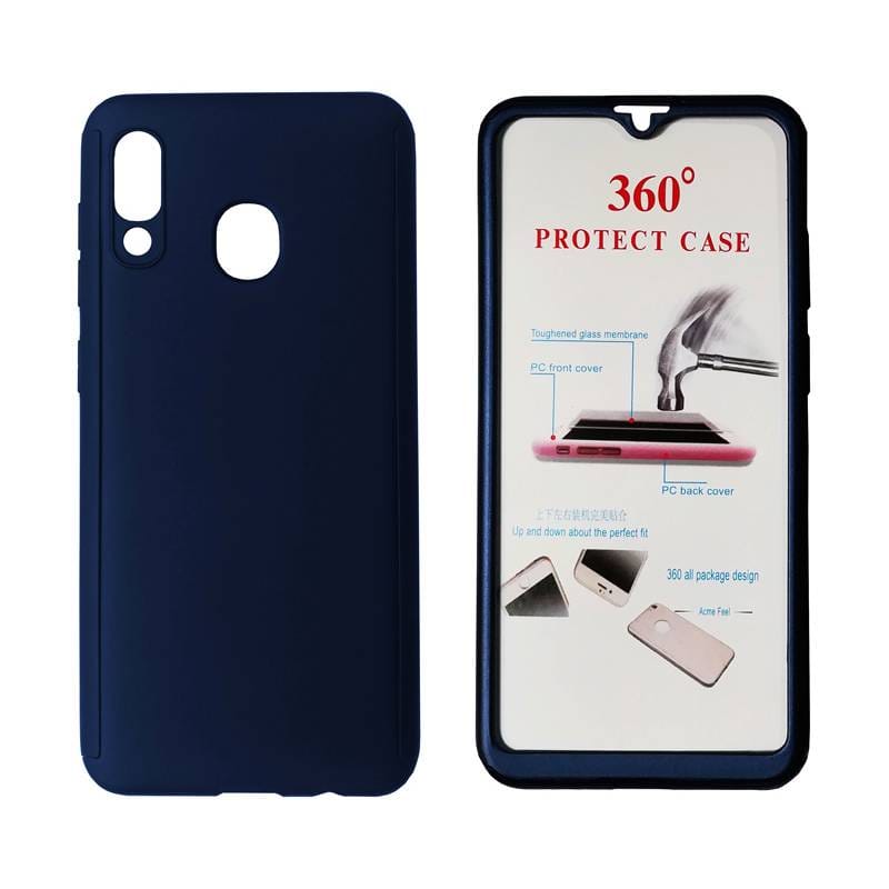 Powertech Θήκη Body 360° με Tempered Glass για Samsung A20, μπλε Powertech Θήκη Body 360° με Tempered Glass για Samsung A20, μπλε