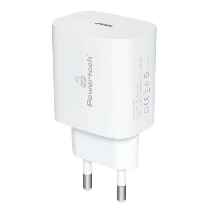 Powertech φορτιστής τοίχου PT-1091, USB-C, PD 20W, λευκός Powertech φορτιστής τοίχου PT-1091, USB-C, PD 20W, λευκός