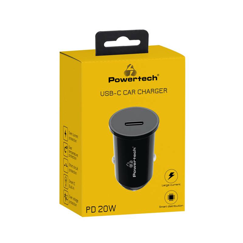 Powertech φορτιστής αυτοκινήτου PT-1146, USB-C, 20W PD, μαύρος – φωτογραφία 3