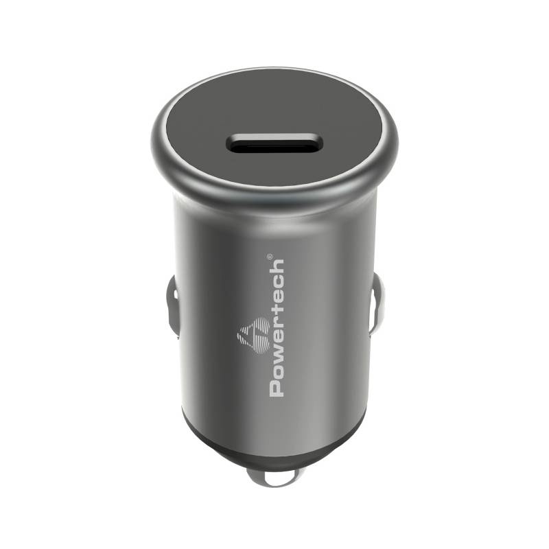 Powertech φορτιστής αυτοκινήτου PT-1147, USB-C, 30W PD, γκρι