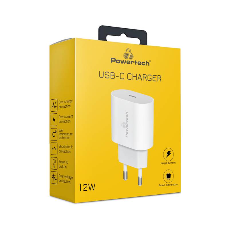 Powertech φορτιστής τοίχου PT-1150, USB-C, 12W, λευκός – φωτογραφία 2