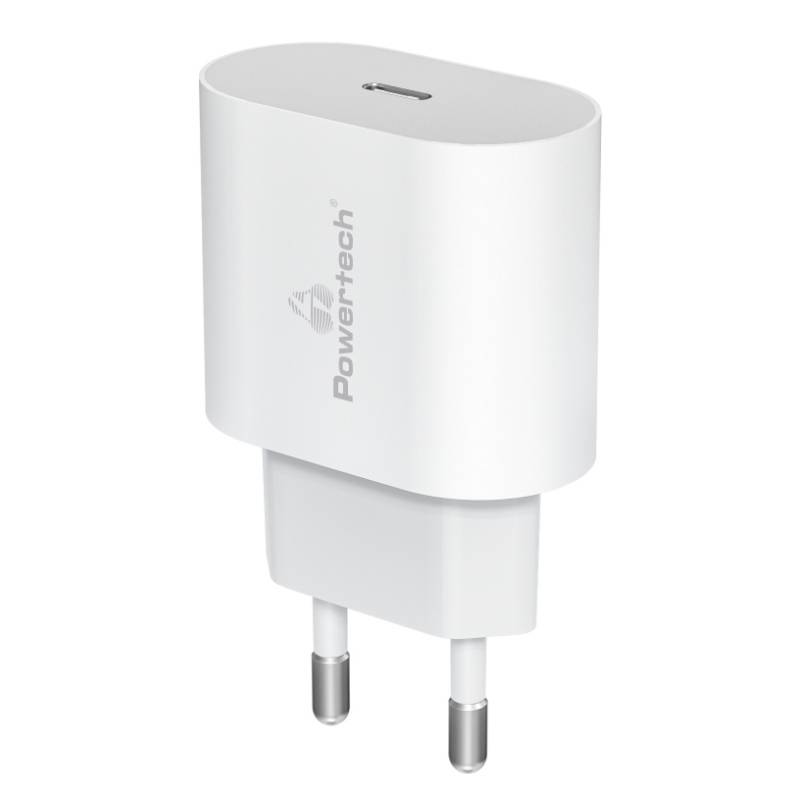 Powertech φορτιστής τοίχου PT-1150, USB-C, 12W, λευκός