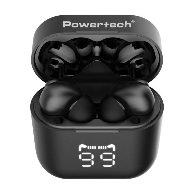 Powertech earphones με θήκη φόρτισης PT-1227, TWS, ENC, 30/480mAh, μαύρα – φωτογραφία 4