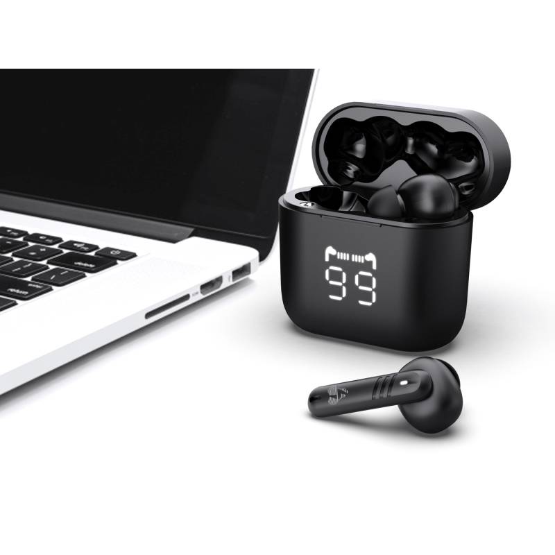 Powertech earphones με θήκη φόρτισης PT-1227, TWS, ENC, 30/480mAh, μαύρα – φωτογραφία 6