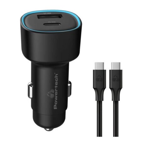POWERTECH φορτιστής αυτοκινήτου PT-1230, καλώδιο, USB/USB-C, 48W, μαύρος