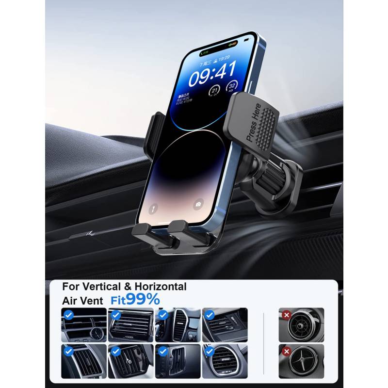 Powertech βάση smartphone αυτοκινήτου PT-1238, ταμπλό & αεραγωγών, μαύρη – φωτογραφία 2