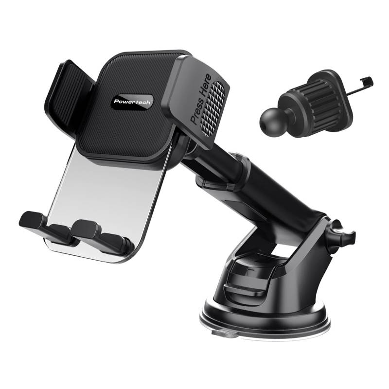 Powertech βάση smartphone αυτοκινήτου PT-1238, ταμπλό & αεραγωγών, μαύρη