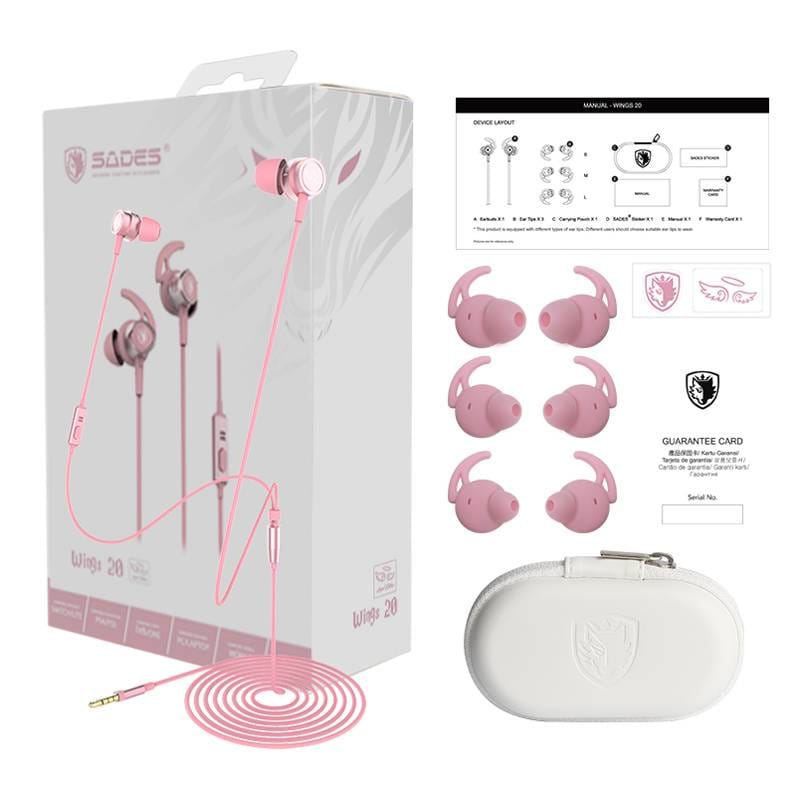 Sades gaming earphones Wings 20 με μικρόφωνο, 3.5mm, Φ12mm, 1.2m, ροζ – φωτογραφία 6