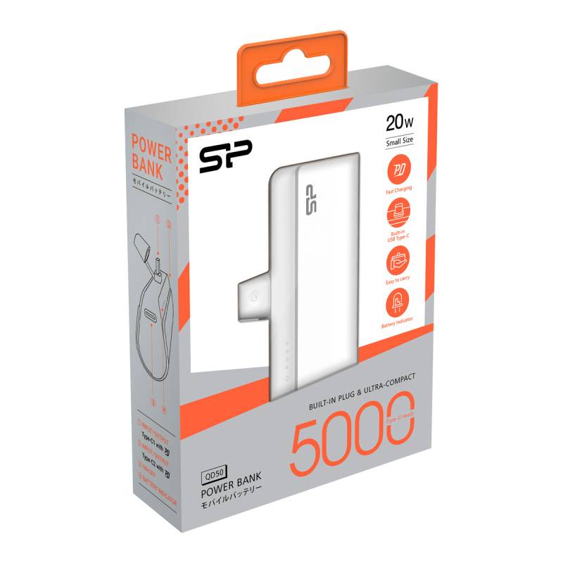 Silicon Power power bank QD50, USB-C, 5000mAh, 20W PD, λευκό – φωτογραφία 5