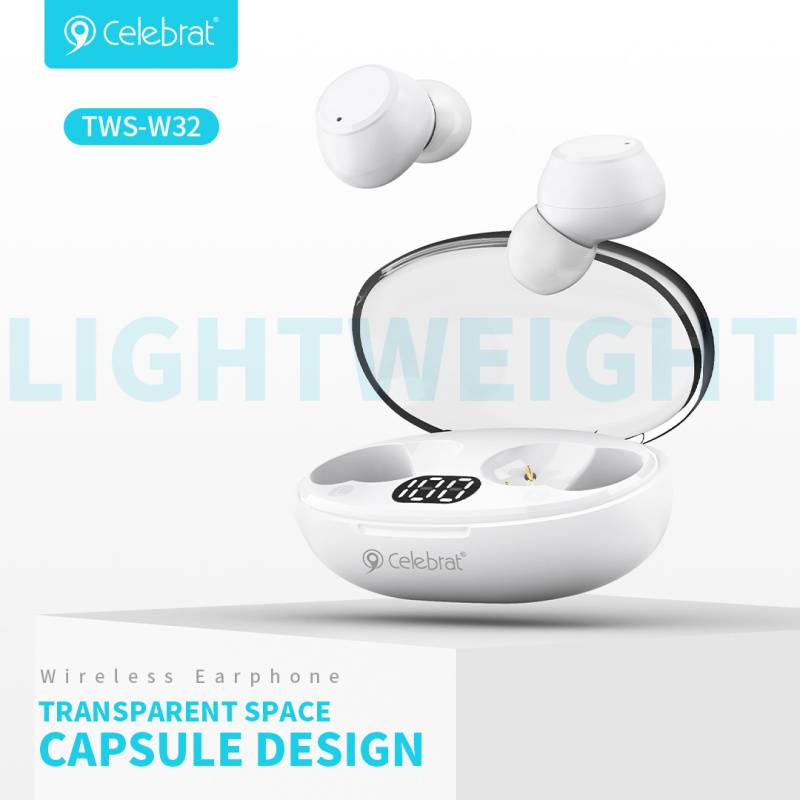 Celebrat earphones με θήκη φόρτισης TWS-W32, True Wireless, Φ8mm, μαύρα – φωτογραφία 4
