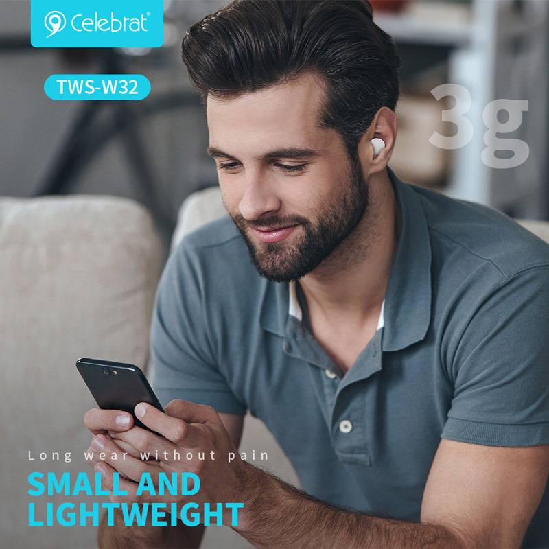 Celebrat earphones με θήκη φόρτισης TWS-W32, True Wireless, Φ8mm, μαύρα – φωτογραφία 5