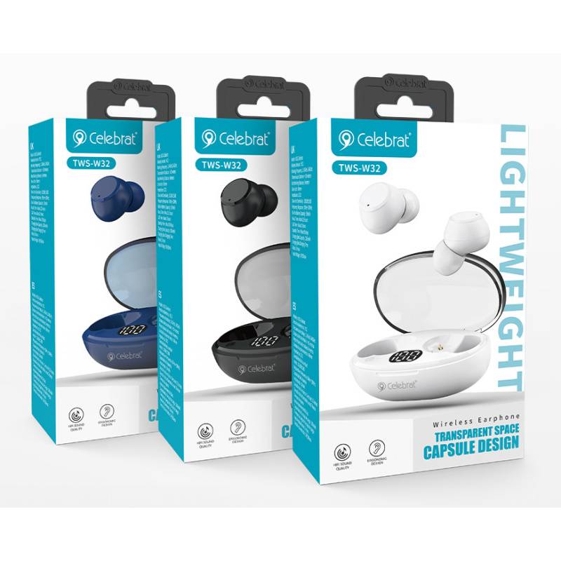 Celebrat earphones με θήκη φόρτισης TWS-W32, True Wireless, Φ8mm, μαύρα – φωτογραφία 6