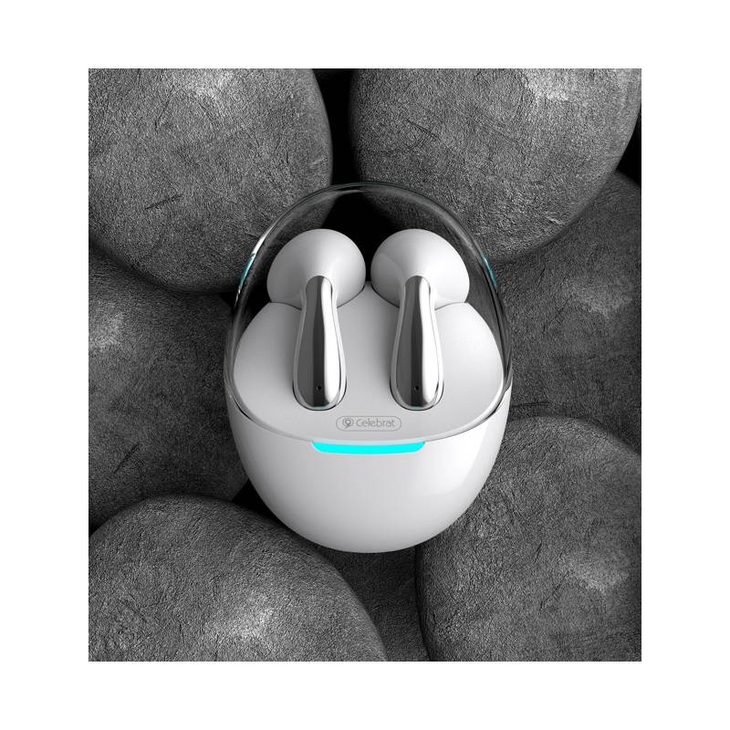 Celebrat earphones με θήκη φόρτισης W51, True Wireless, Φ13mm, λευκά – φωτογραφία 2