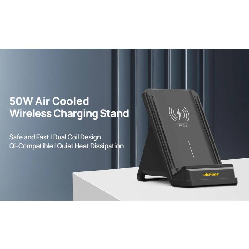 Ulefone ασύρματος φορτιστής & βάση smartphone WCS01, 50W, μαύρος – φωτογραφία 2