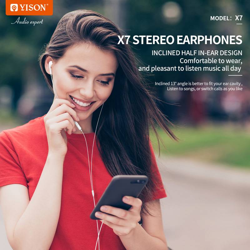 Yison earphones με μικρόφωνο X7, Lightning σύνδεση, Φ14mm, 1.2m, λευκά – φωτογραφία 3
