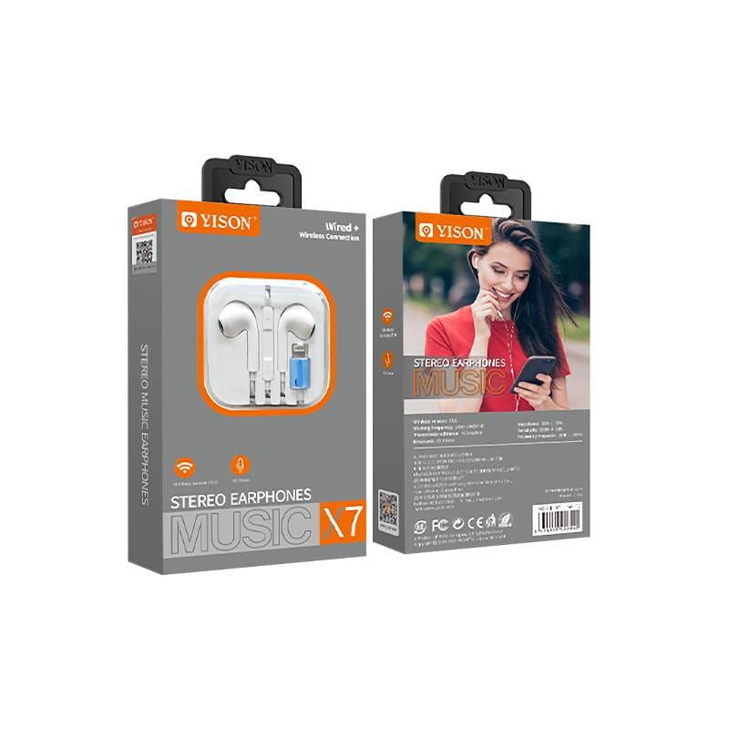 Yison earphones με μικρόφωνο X7, Lightning σύνδεση, Φ14mm, 1.2m, λευκά – φωτογραφία 4