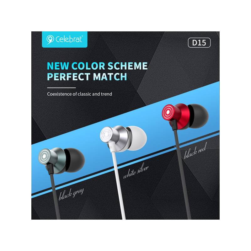 Celebrat earphones με μικρόφωνο D15, USB-C σύνδεση, Φ10mm, 1.2m, μαύρα – φωτογραφία 2