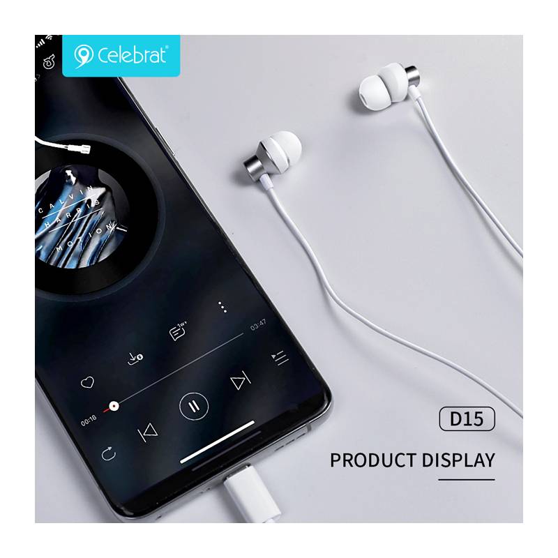 Celebrat earphones με μικρόφωνο D15, USB-C σύνδεση, Φ10mm, 1.2m, μαύρα – φωτογραφία 3