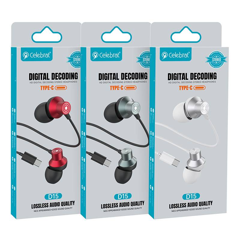 Celebrat earphones με μικρόφωνο D15, USB-C σύνδεση, Φ10mm, 1.2m, μαύρα – φωτογραφία 4