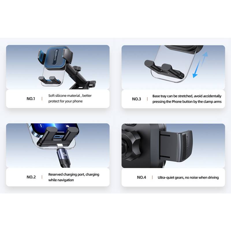 USAMS βάση smartphone αυτοκινήτου US-ZJ072 για ταμπλό/παρμπρίζ, μαύρη – φωτογραφία 5