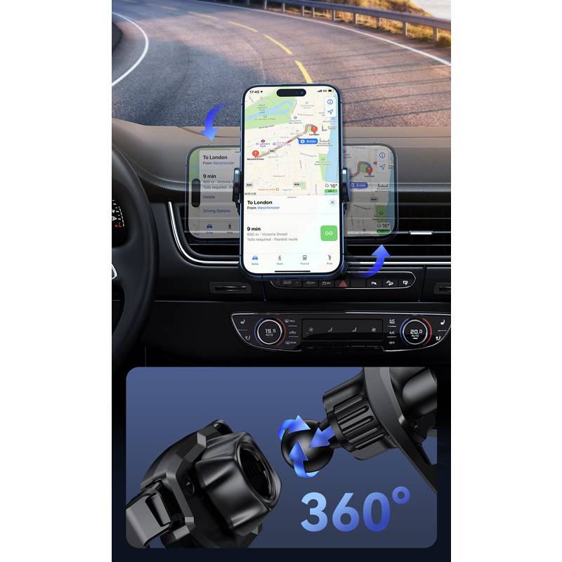USAMS βάση smartphone αυτοκινήτου US-ZJ077 για αεραγωγούς, μαύρη – φωτογραφία 6