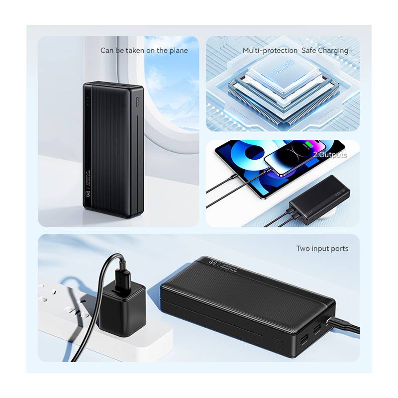 USAMS power bank US-CD205, 2x USB θύρες εξόδου, 10000mAh, 10W, λευκό – φωτογραφία 2
