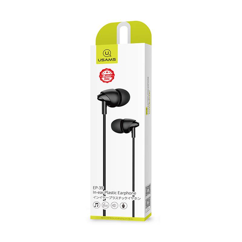 USAMS earphones με μικρόφωνο EP-39, 3.5mm σύνδεση, Φ10mm, 1.2m, μαύρα – φωτογραφία 3