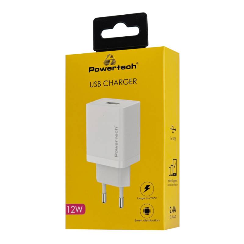 Powertech φορτιστής τοίχου PT-1320, USB, 12W, λευκός – φωτογραφία 2