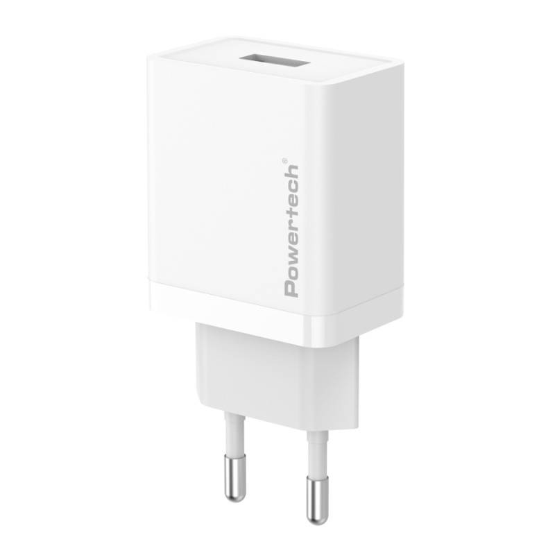 Powertech φορτιστής τοίχου PT-1320, USB, 12W, λευκός