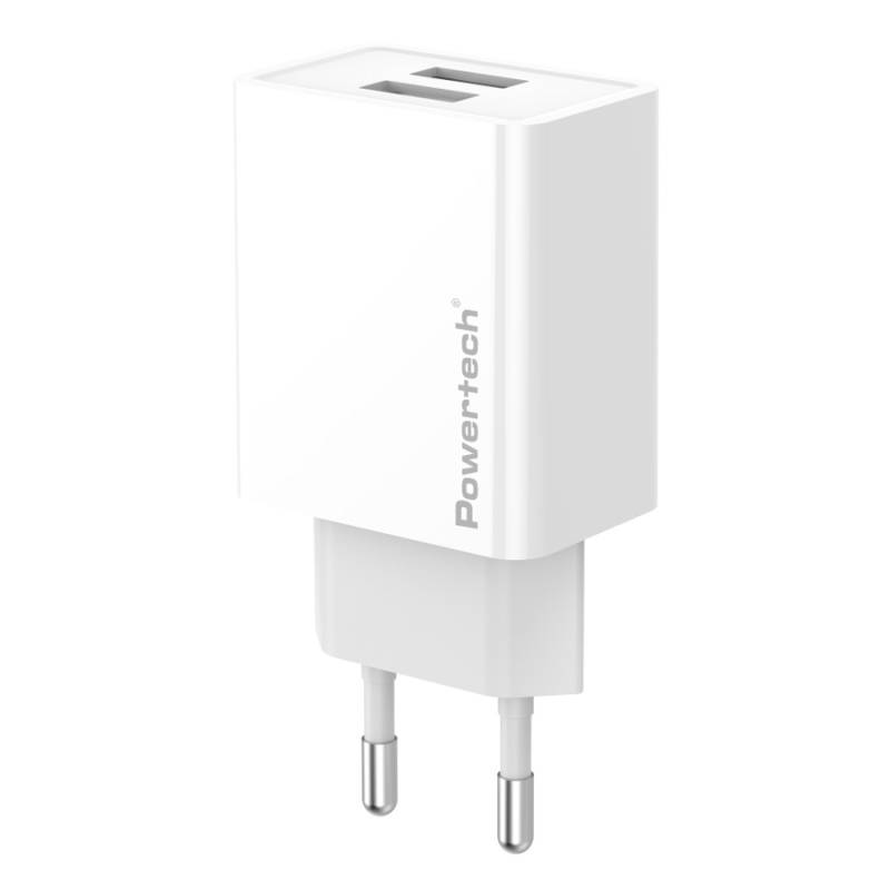 Powertech φορτιστής τοίχου PT-1321, 2x USB, 12W, λευκός