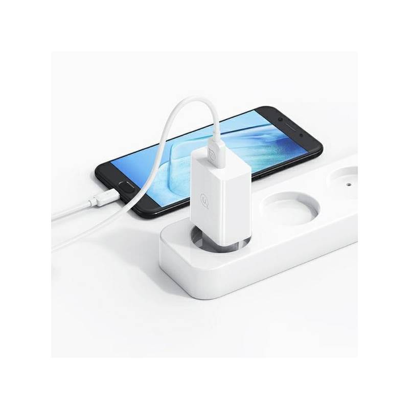 USAMS φορτιστής τοίχου SCXLTZ02 με καλώδιο USB-C, USB, 18W, λευκός – φωτογραφία 2