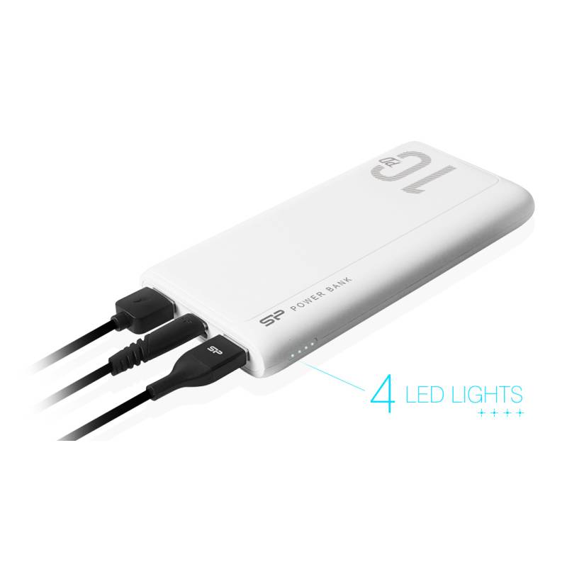 Silicon Power power bank QP15, 10000mAh, 2x USB & USB Type-C, 3A, λευκό – φωτογραφία 5