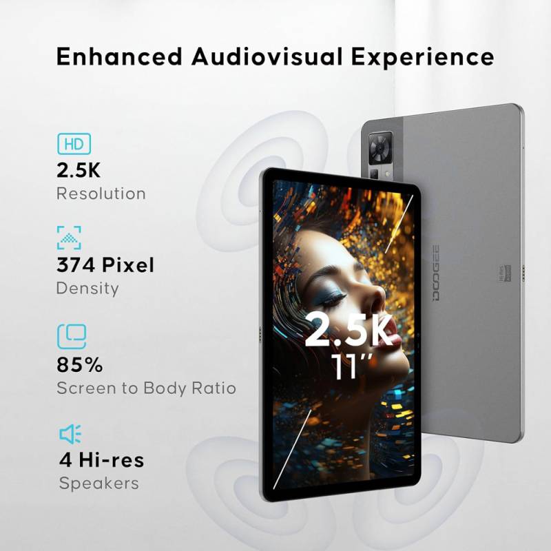 Doogee tablet T30 PRO, 11", 8/256GB, 4G, Android 13, 8580mAh, γκρι – φωτογραφία 2
