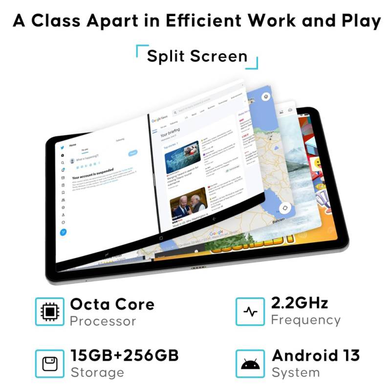 Doogee tablet T30 PRO, 11", 8/256GB, 4G, Android 13, 8580mAh, γκρι – φωτογραφία 3