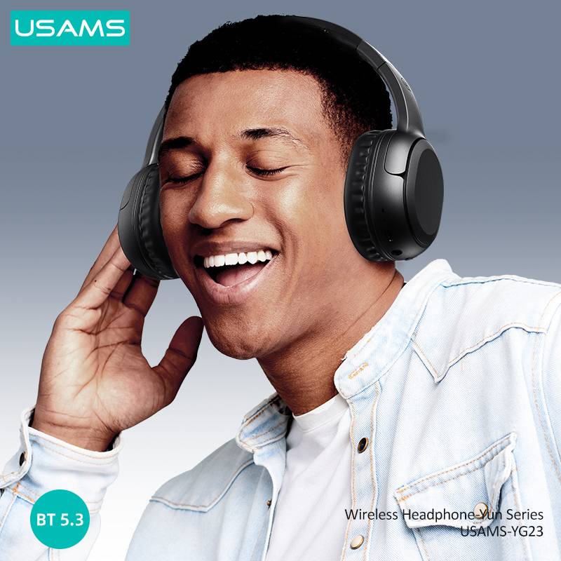 USAMS headphones YG23, ασύρματα & ενσύρματα, Φ40mm, 300mAh, μαύρα – φωτογραφία 2