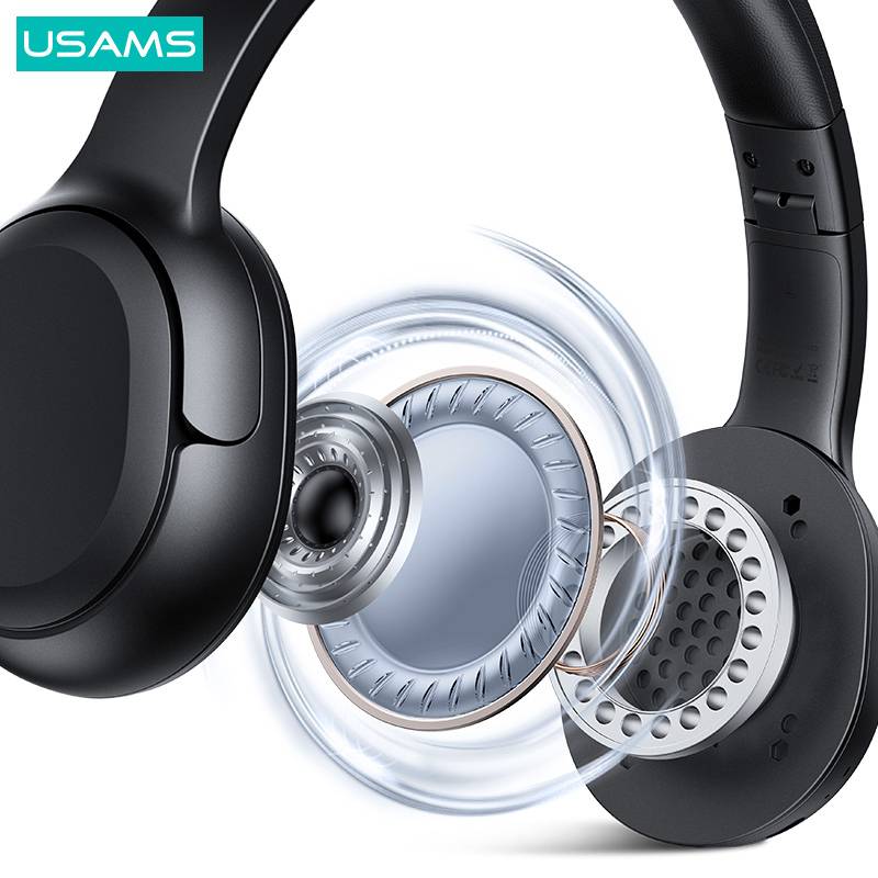 USAMS headphones YG23, ασύρματα & ενσύρματα, Φ40mm, 300mAh, μαύρα – φωτογραφία 4
