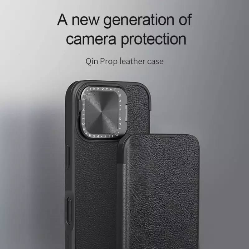 Nillkin θήκη Qin Prop Leather για iPhone 16, δερμάτινη, μαύρη – φωτογραφία 4