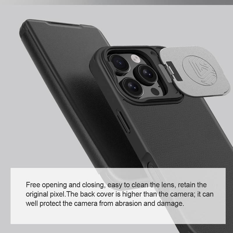 Nillkin θήκη Qin Prop Leather για iPhone 16 Pro, δερμάτινη, μαύρη – φωτογραφία 3